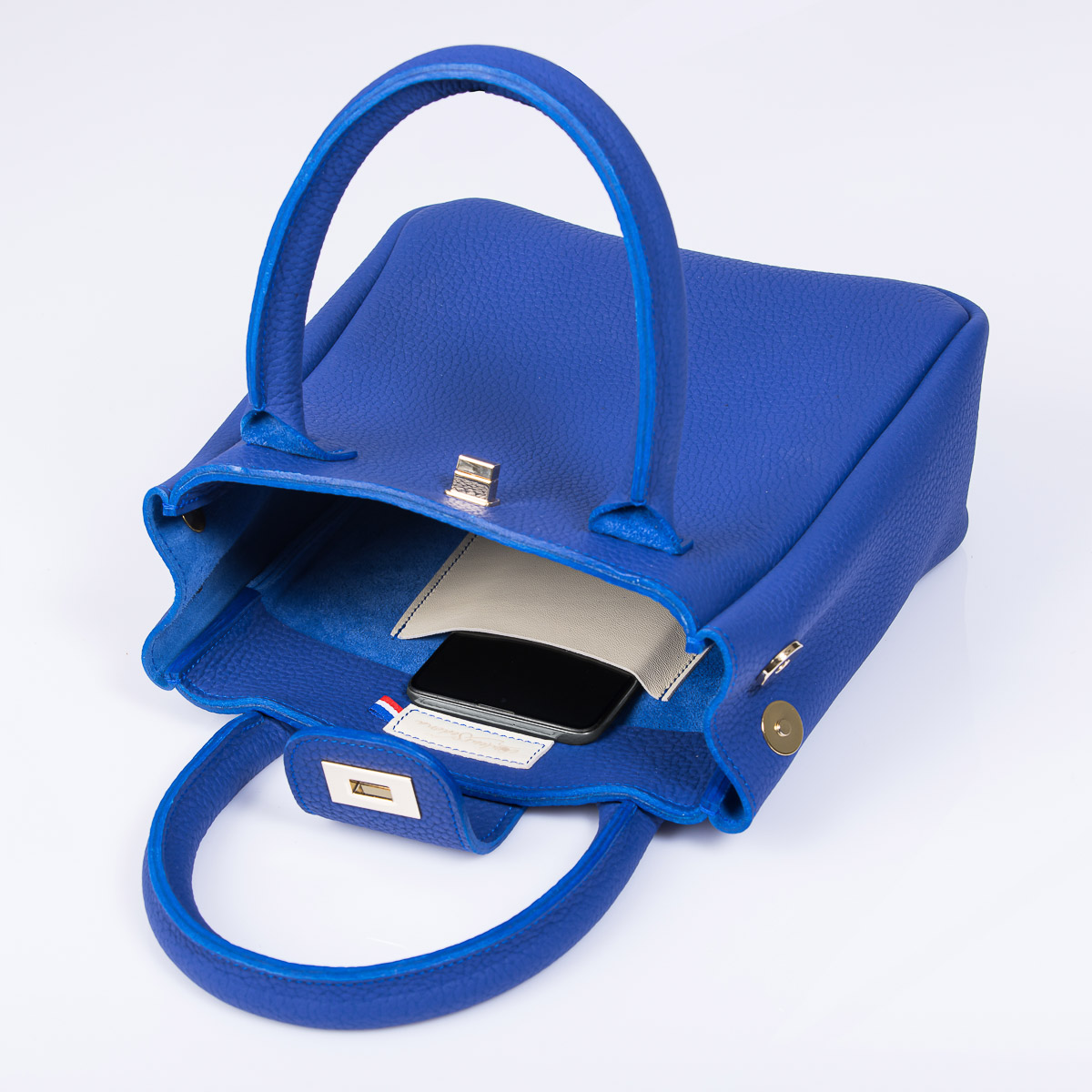 Sac en Cuir Bleu Upcyclé Maroquinerie Française de Luxe CouleurSedona