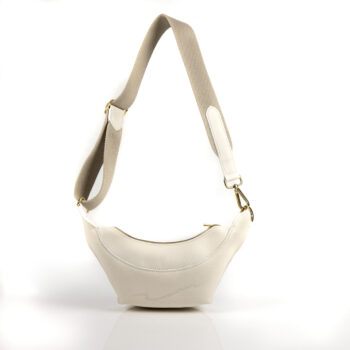 Sac banane Mixte cuir blanc upcyclé creation Maroquinerie Française de luxe CouleurSedona