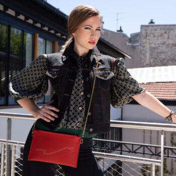 Pochette Mariage cérémonie Paris cuir de luxe Rouge CouleurSedona création maroquinerie française 100% Fabriquée en France