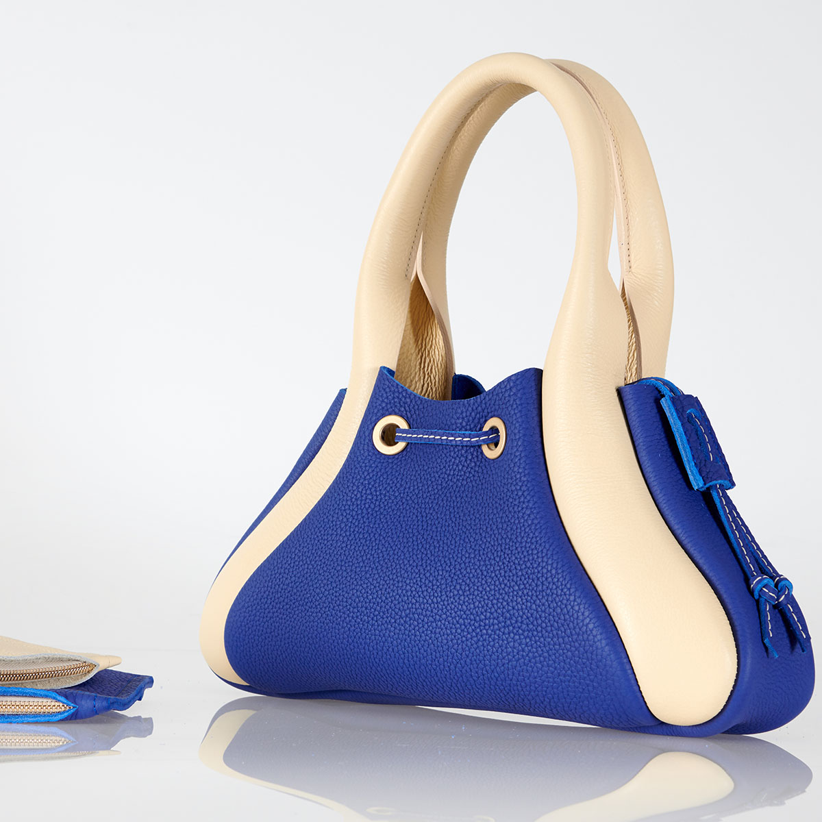 Luxury Leather Handbag Customizable - Bleu d' Anjou