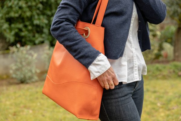 Grand Sac cabas cuir CouleurSedona Creation Maroquinerie Française Sac Cuir Upcyclé de Luxe fabriqué en France