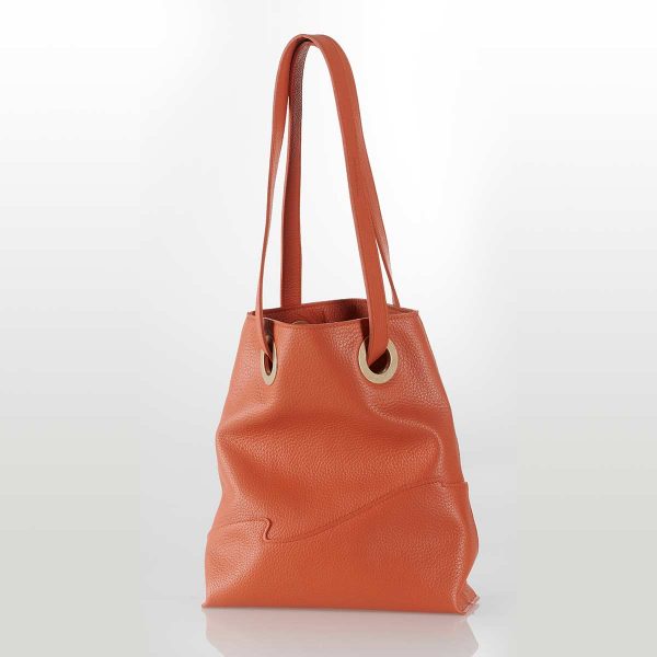 Sac Cabas cuir orange CouleurSedona creation maroquinerie française de Luxe