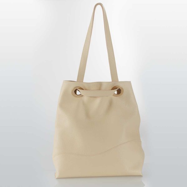 Grand Sac Cabas cuir beige CouleurSedona creation maroquinerie française de Luxe Fabriqué en France