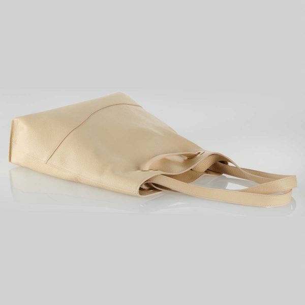 Grand Sac Cabas cuir beige CouleurSedona creation maroquinerie française de Luxe