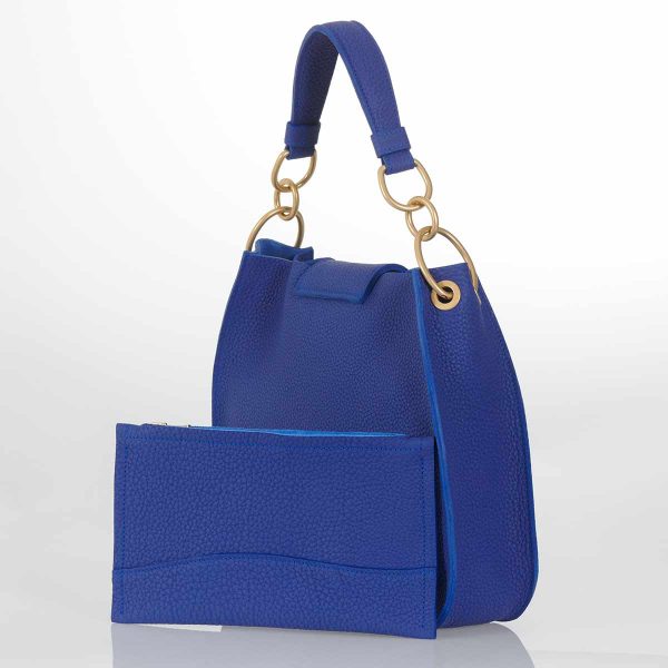 Sac a Main Femme Bleu Pacifique Cuir de Luxe Upcyclé création Maroquinerie CouleurSedona Fabriqué en France