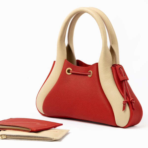Sac à main cuir de luxe Rouge CouleurSedona , 100% fabriqué en France de façon artisanale près de Cholet